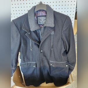GUESS Wool mens coat, size L, black color